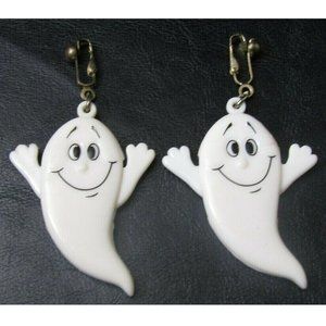 Ghost Spearhead Clip On Earrings 80s Halloween Spirit With Movable Arms